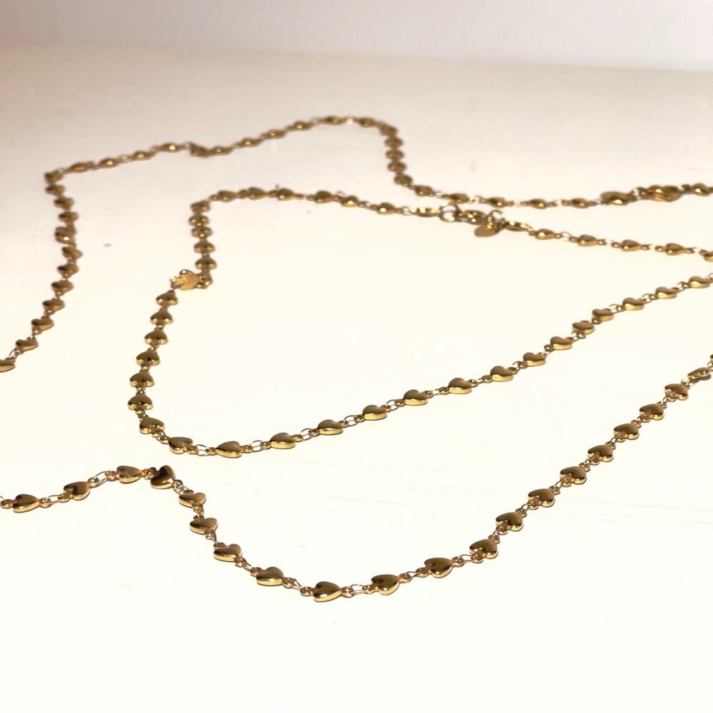 Pair of Yellow Gold Milor Stainless Steel Heart Necklaces - Picture 15 of 16